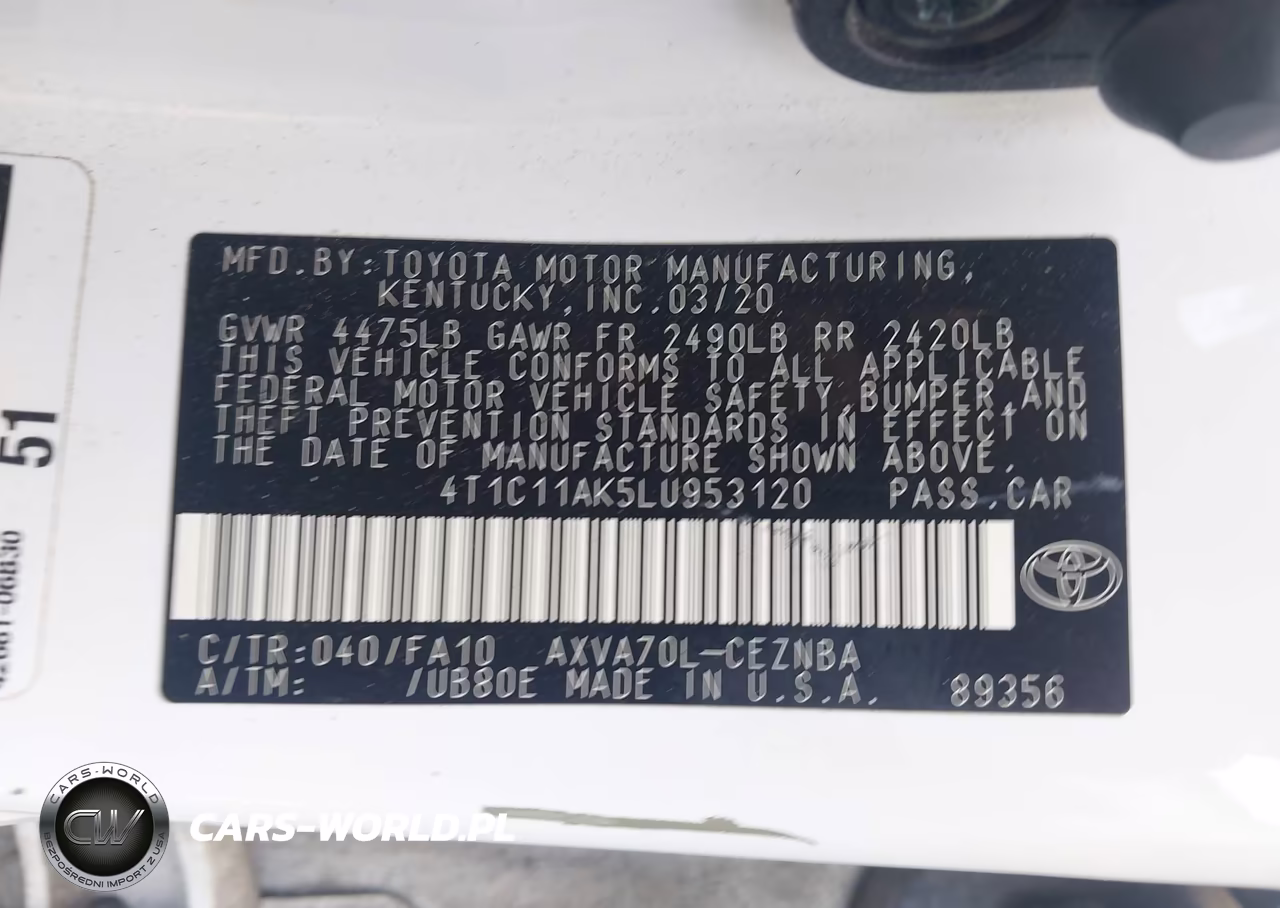 2020 Toyota Camry Le VIN:4T1C11AK5LU953120 - 9