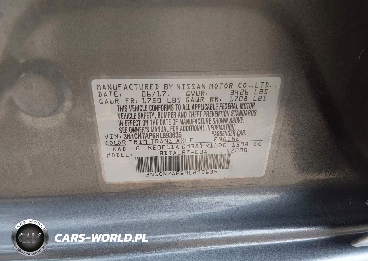 2017 Nissan Versa 1.6 Sv VIN:3N1CN7AP6HL893635 - 9
