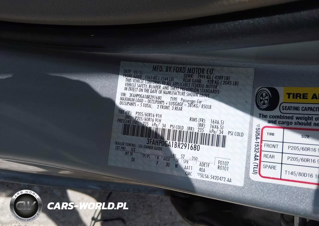2011 Ford Fusion S VIN:3FAHP0GA1BR291680 - 9
