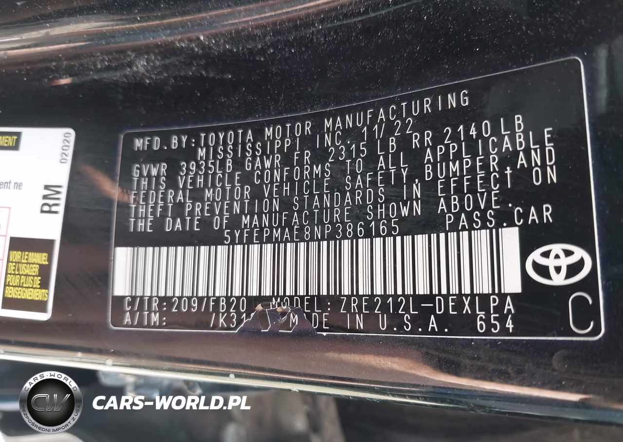 2022 Toyota Corolla Le VIN:5YFEPMAE8NP386165 - 9