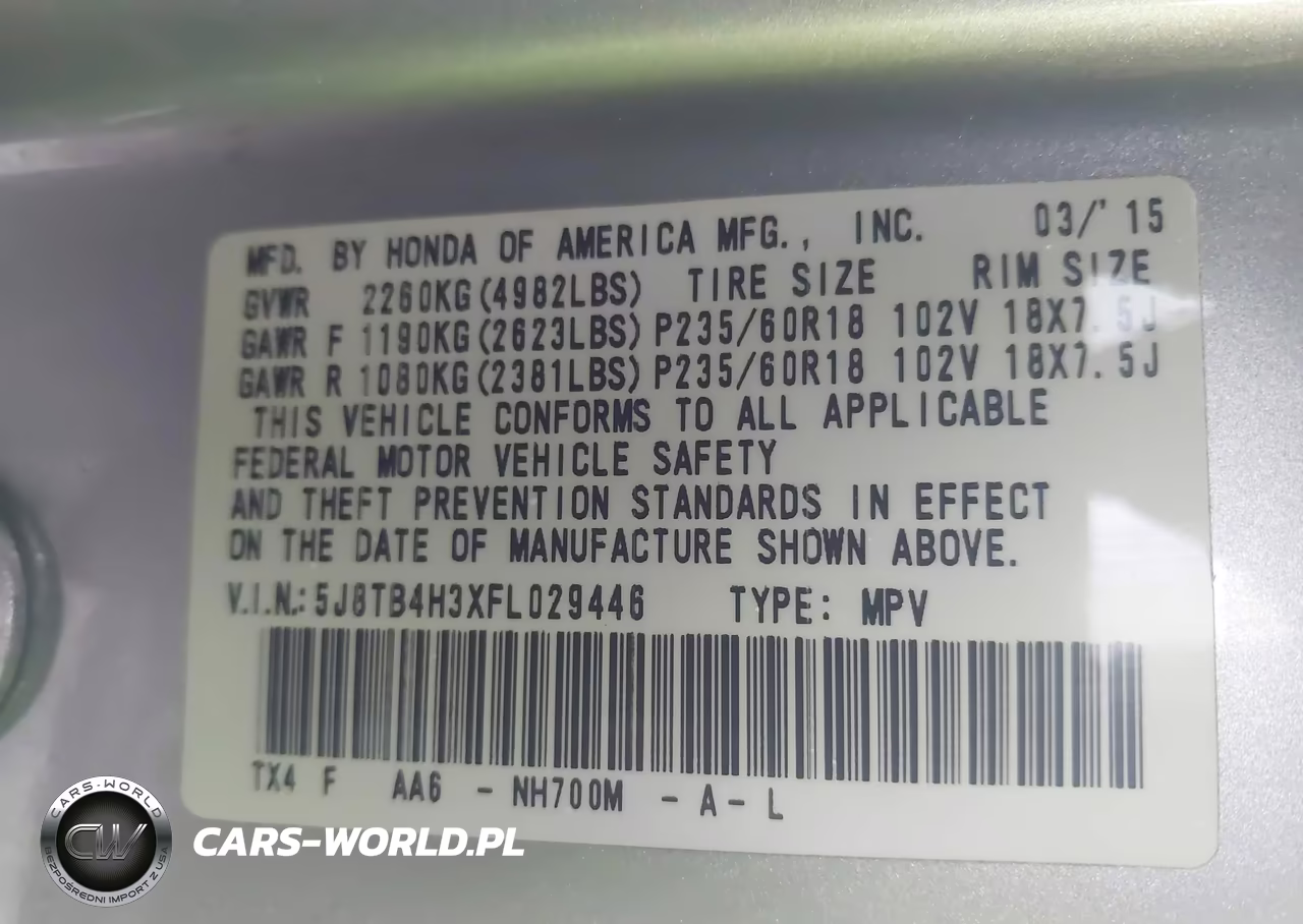 2015 Acura Rdx VIN:5J8TB4H3XFL029446 - 9