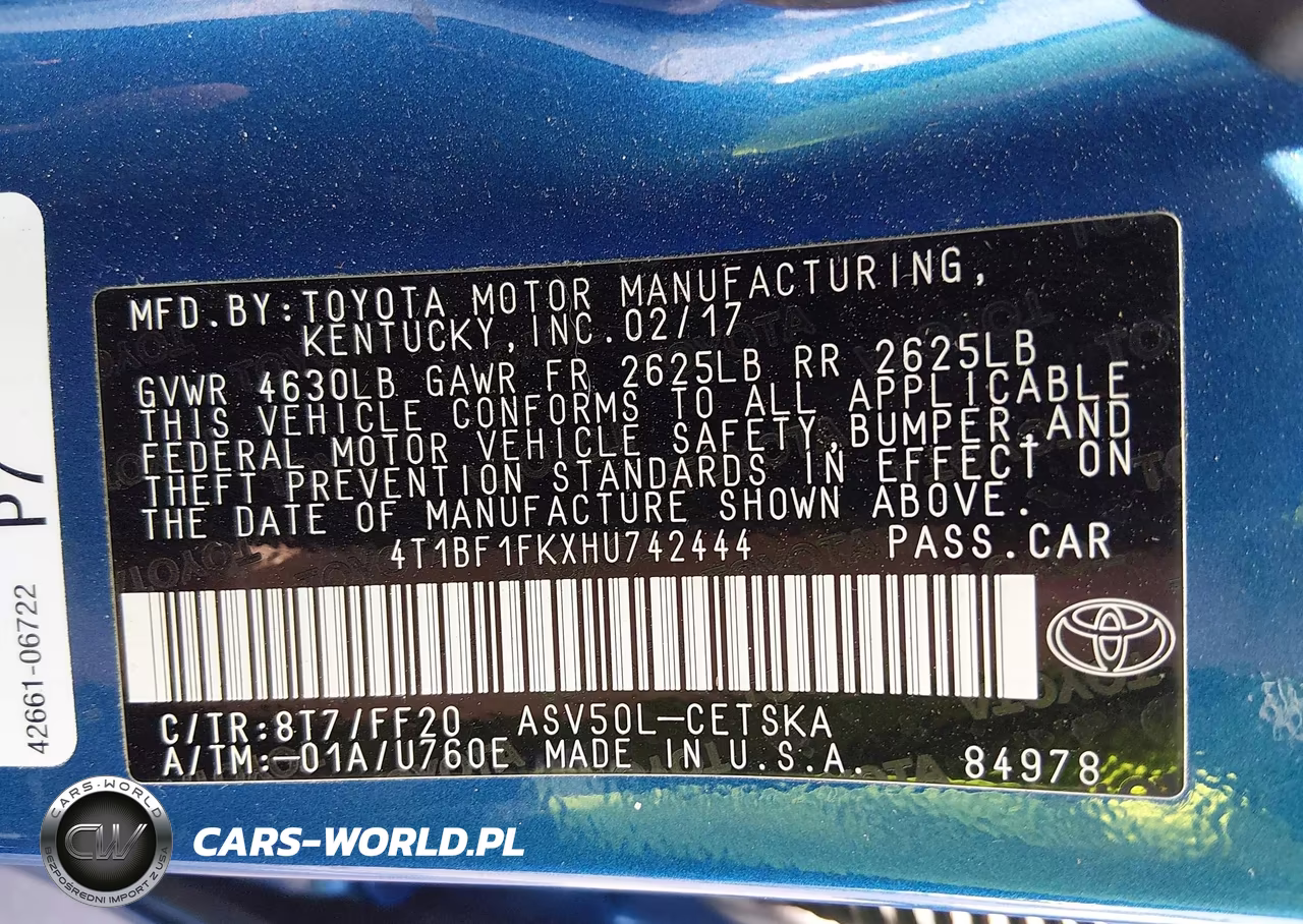 2017 Toyota Camry Se VIN:4T1BF1FKXHU742444 - 9