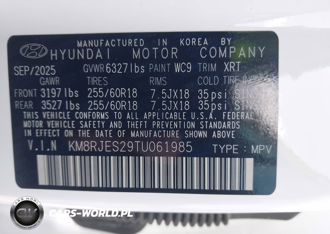 2026 Hyundai Palisade Xrt Pro VIN:KM8RJES29TU061985 - 9