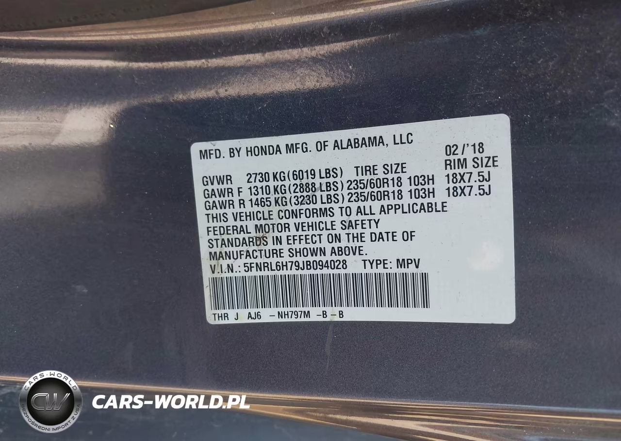 2018 Honda Odyssey Ex-L VIN:5FNRL6H79JB094028 - 9