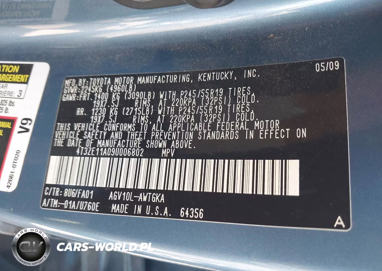 2009 Toyota Venza VIN:4T3ZE11A09U006802 - 9