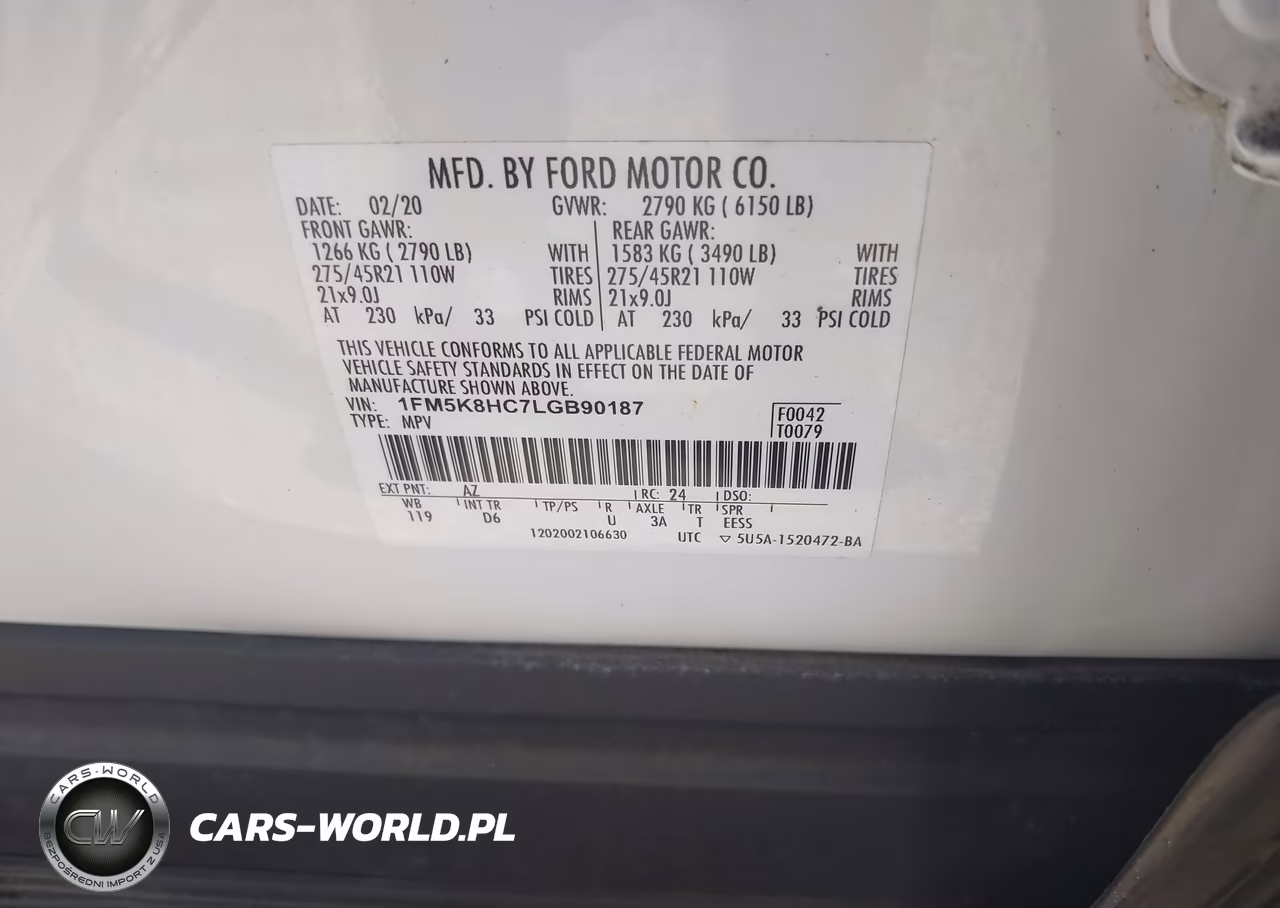 2020 Ford Explorer Platinum VIN:1FM5K8HC7LGB90187 - 9