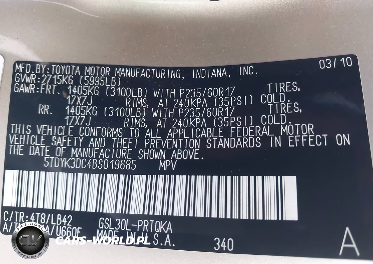 2011 Toyota Sienna Xle V6 VIN:5TDYK3DC4BS019685 - 9
