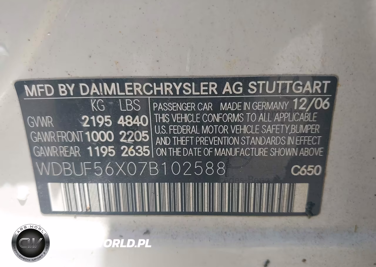 2007 Mercedes-Benz E 350 VIN:WDBUF56X07B102588 - 9