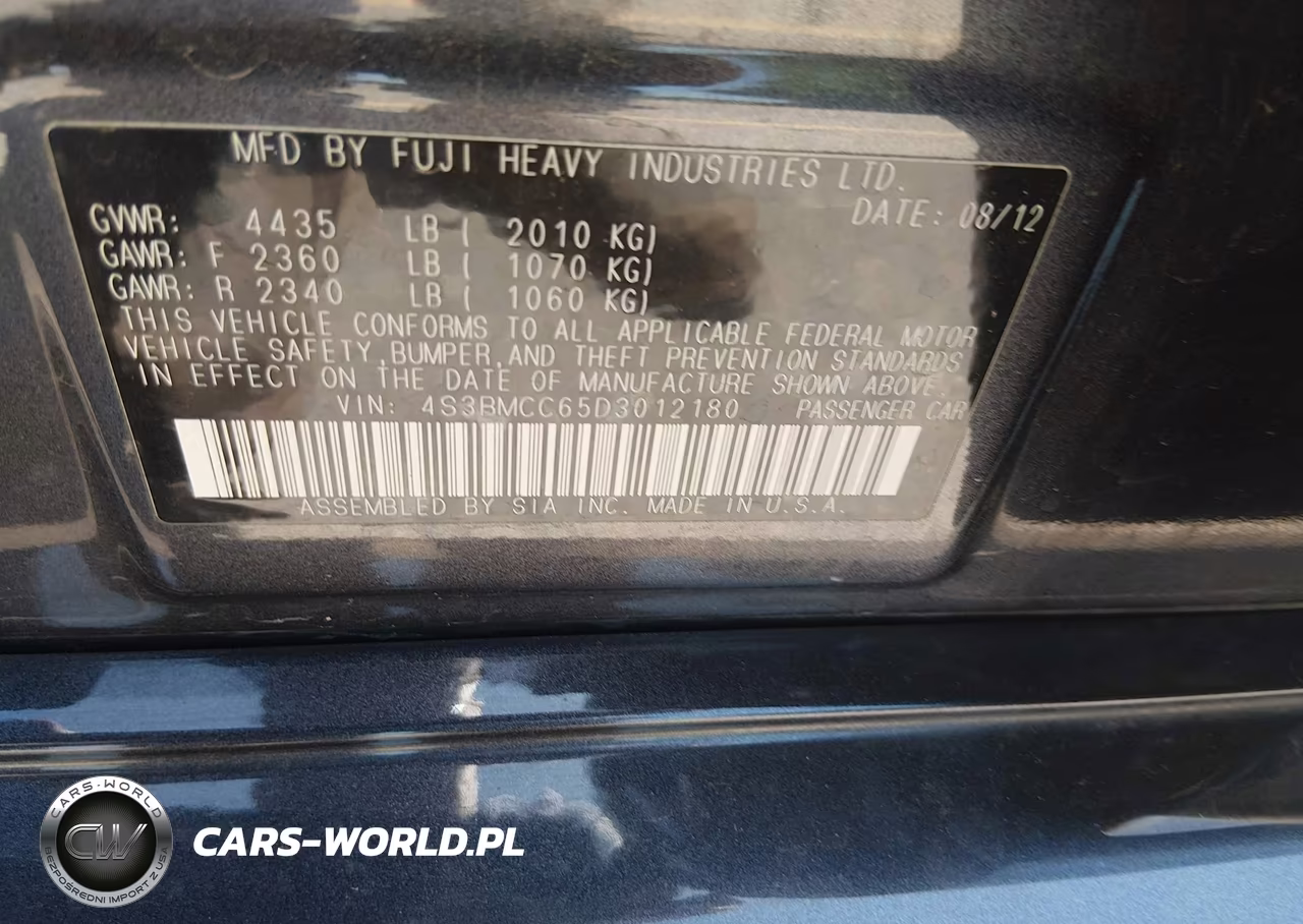2013 Subaru Legacy 2.5I Premium VIN:4S3BMCC65D3012180 - 9