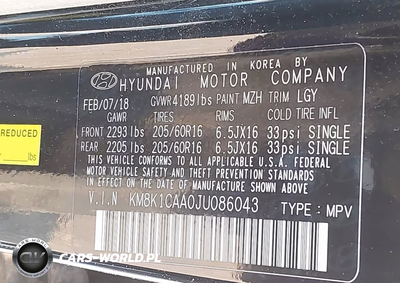 2018 Hyundai Kona Se VIN:KM8K1CAA0JU086043 - 9