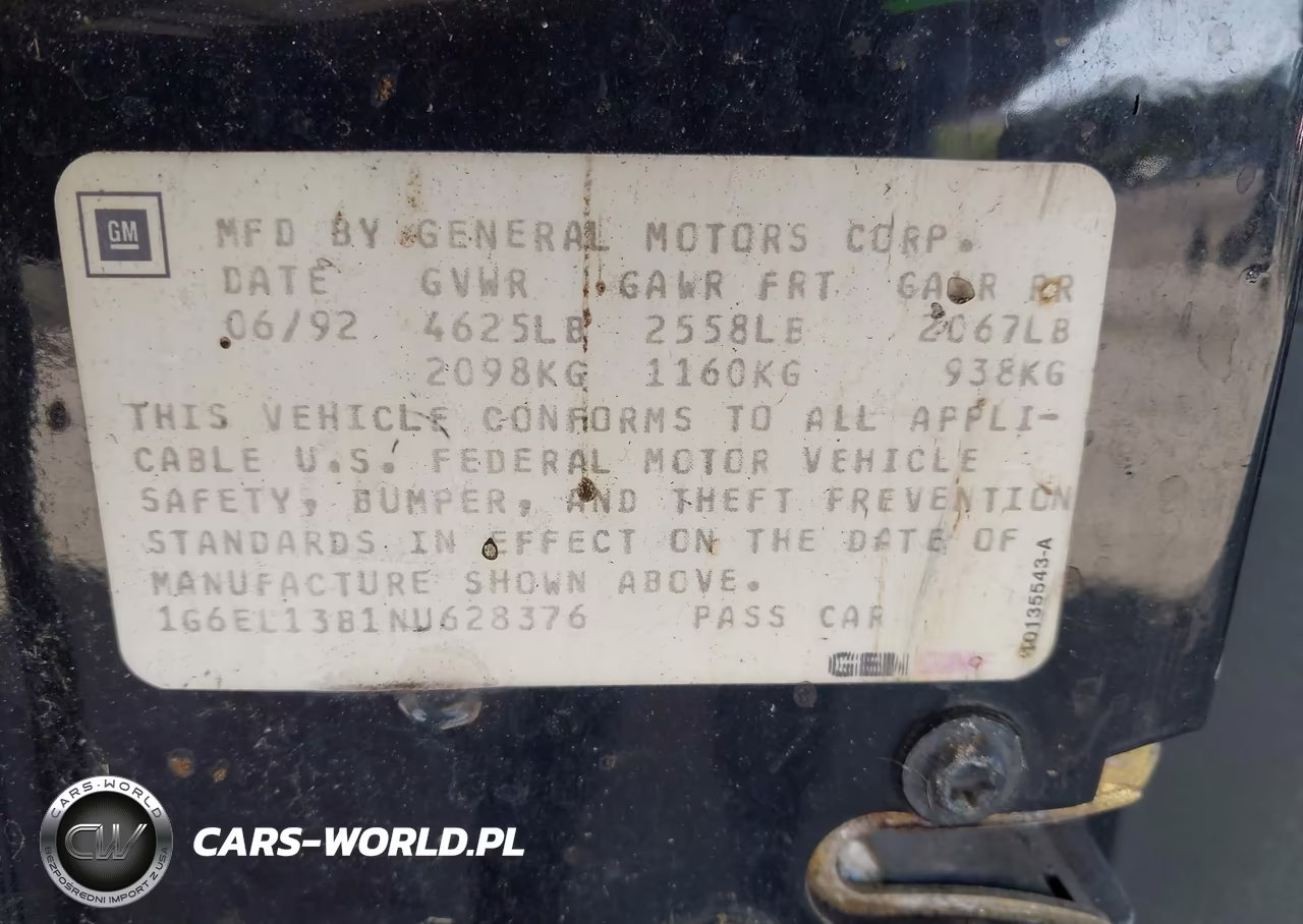 1992 Cadillac Eldorado VIN:1G6EL13B1NU628376 - 9