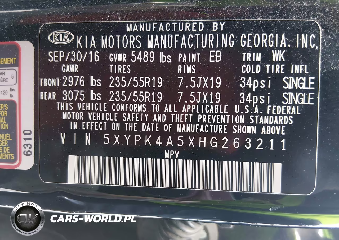 2017 Kia Sorento 3.3L Sx VIN:5XYPK4A5XHG263211 - 9