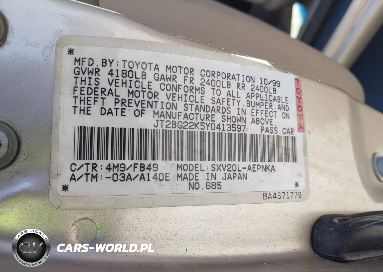 2000 Toyota Camry Le VIN:JT2BG22K5Y0413597 - 9