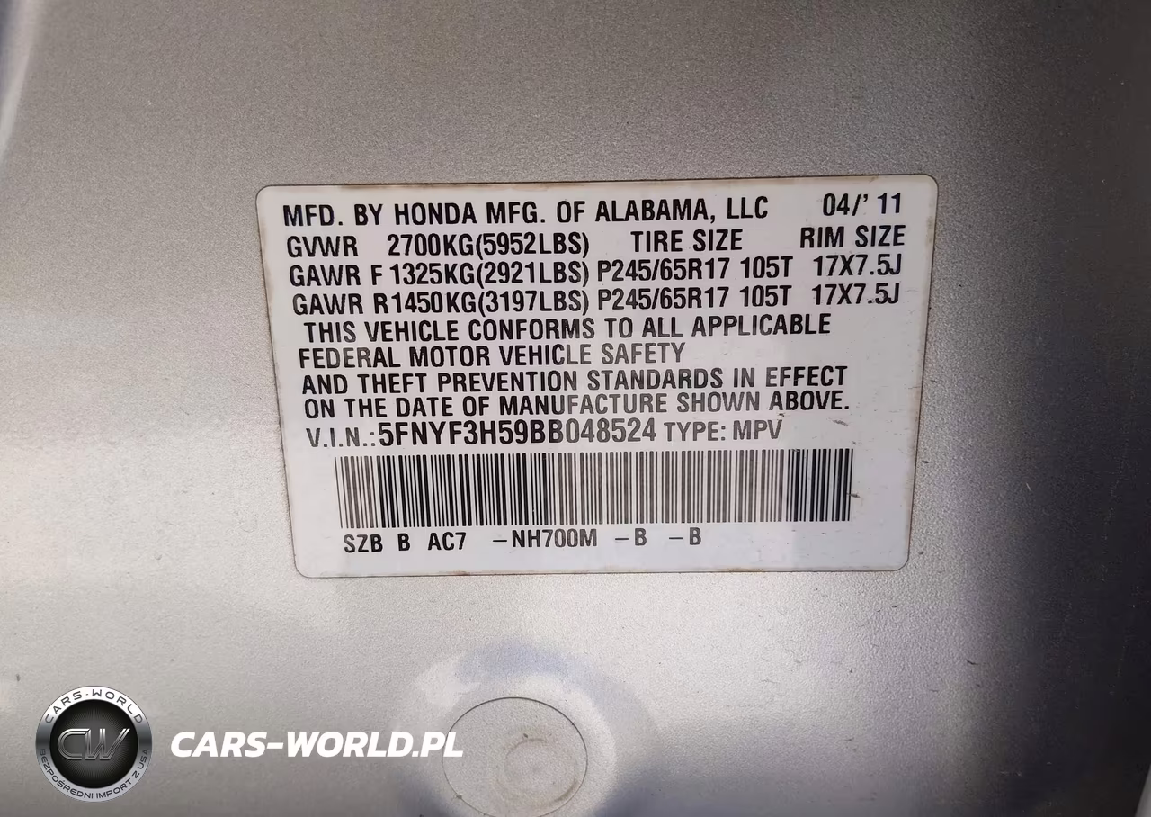 2011 Honda Pilot Ex-L VIN:5FNYF3H59BB048524 - 9