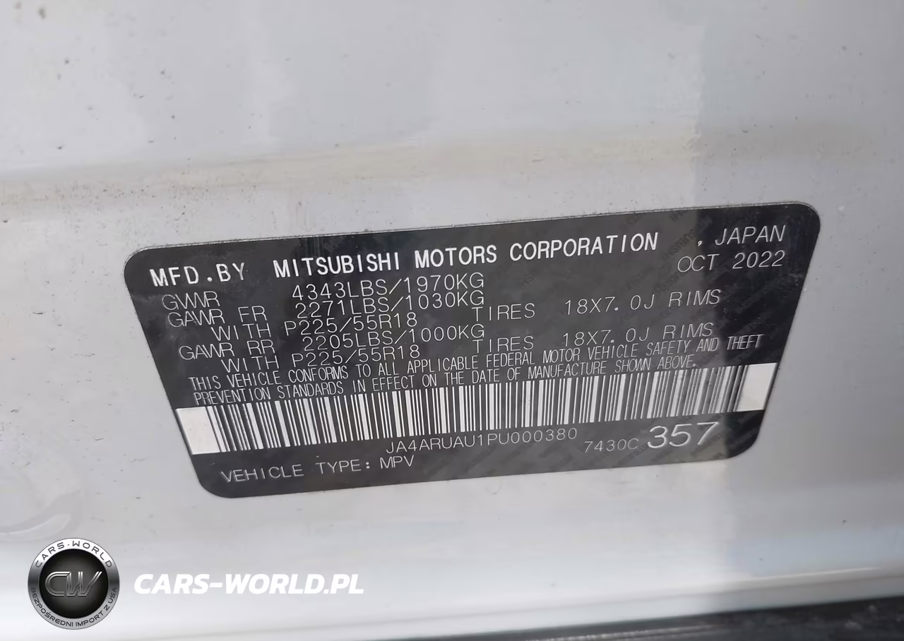 2023 Mitsubishi Outlander Sport 2.0 Es Awc-2.0 Le Awc-2.0 Ralliart Awc-2.0 S Awc-2.0 Se Awc VIN:JA4ARUAU1PU000380 - 9