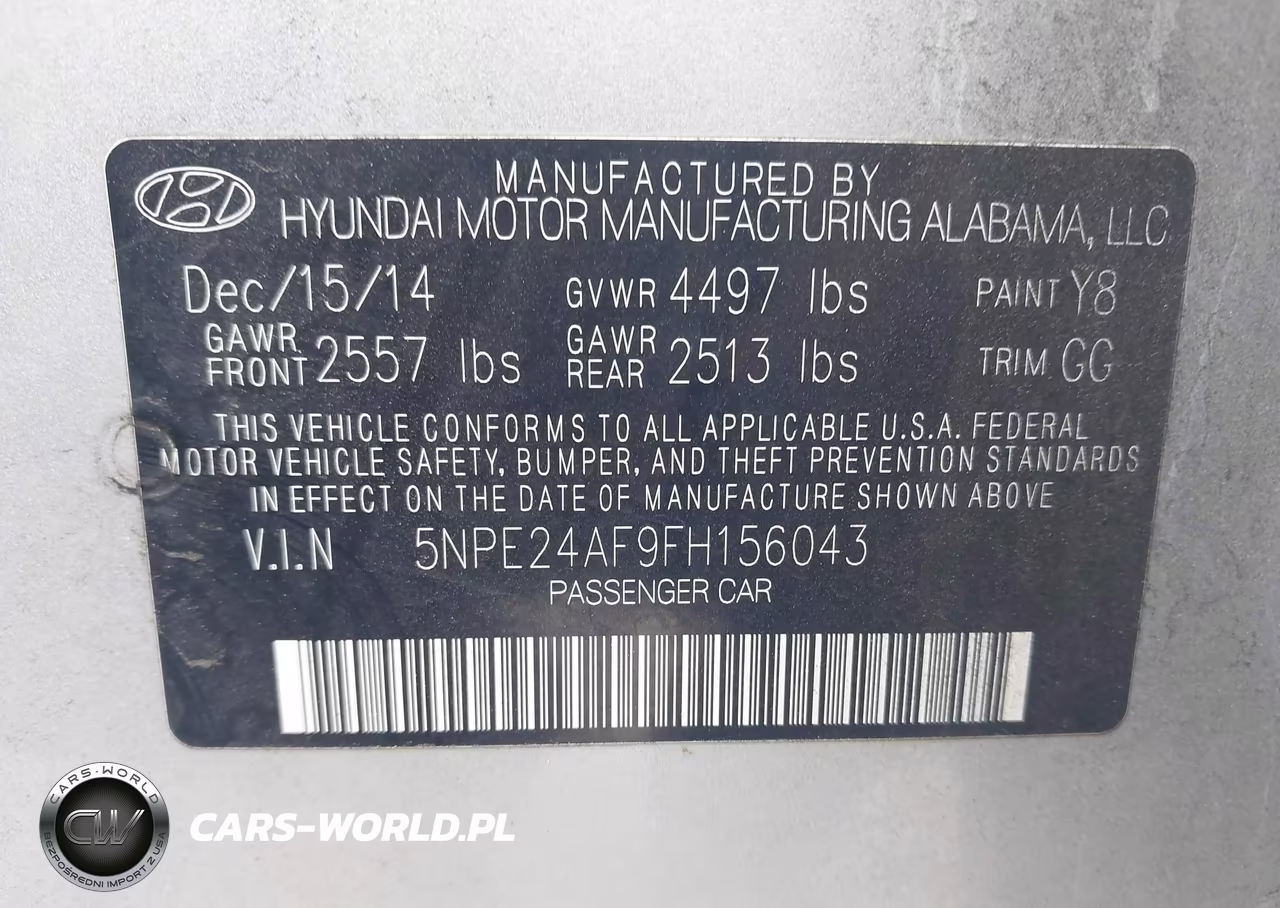 2015 Hyundai Sonata Se VIN:5NPE24AF9FH156043 - 9