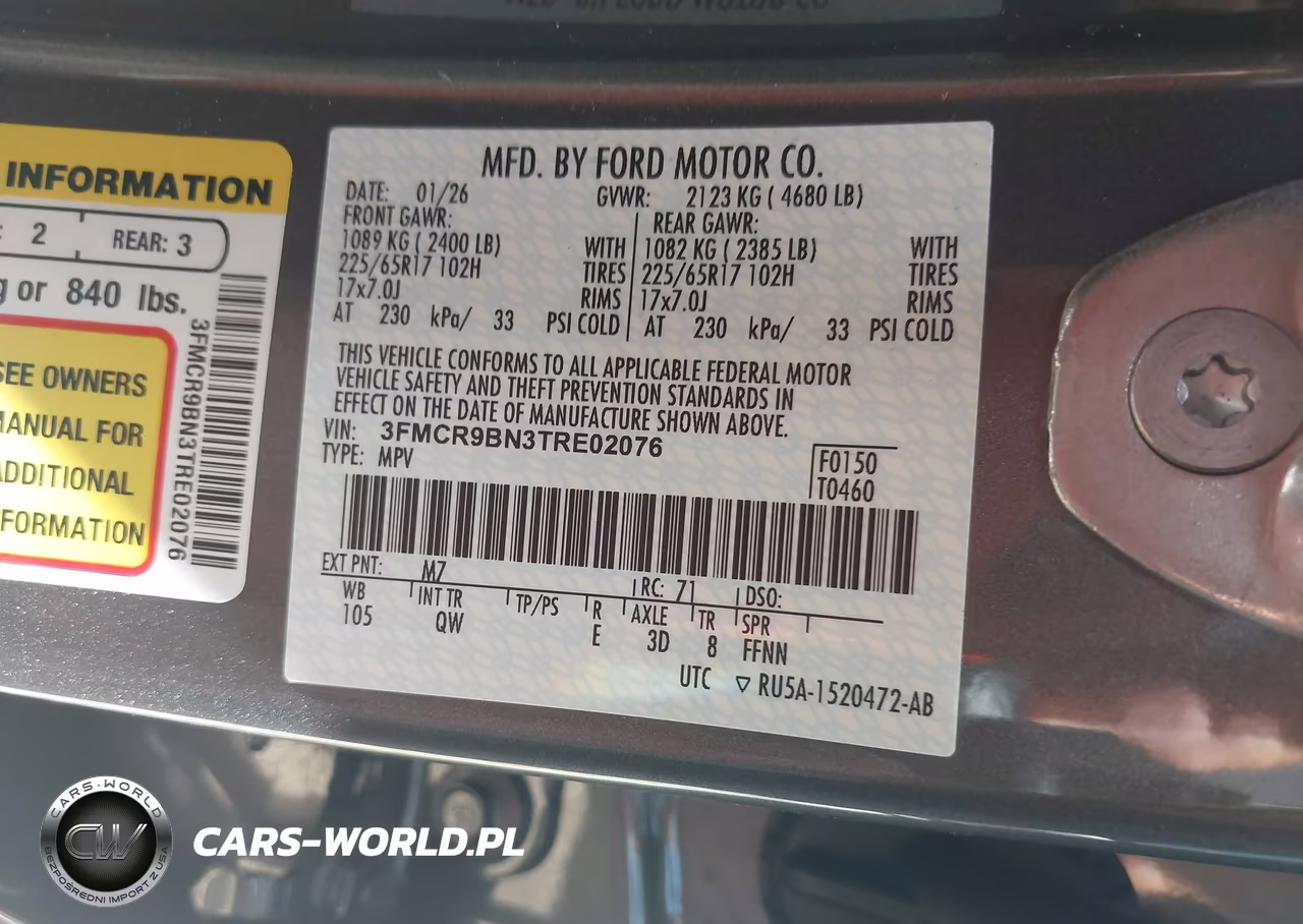 2026 Ford Bronco Sport Big Bend VIN:3FMCR9BN3TRE02076 - 9