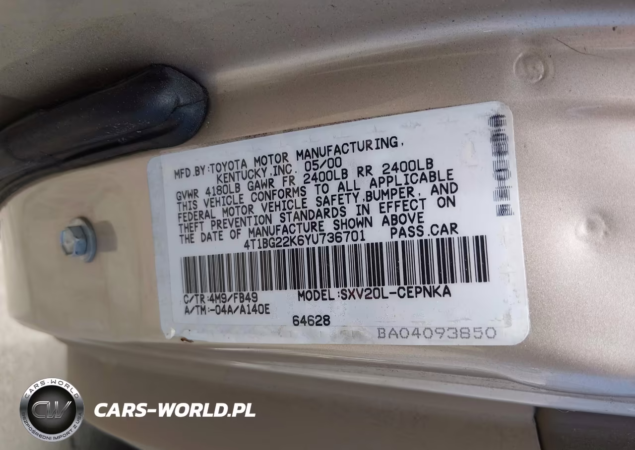 2000 Toyota Camry Le VIN:4T1BG22K6YU736701 - 9
