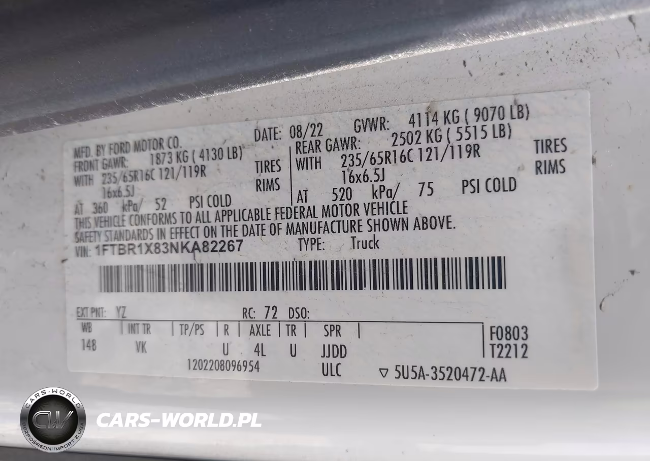 2022 Ford Transit-250 VIN:1FTBR1X83NKA82267 - 9