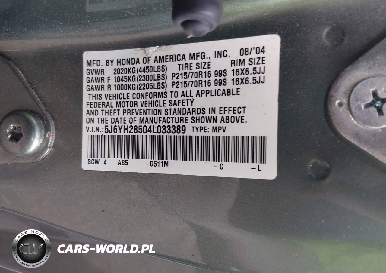 2004 Honda Element Ex VIN:5J6YH28504L033389 - 9