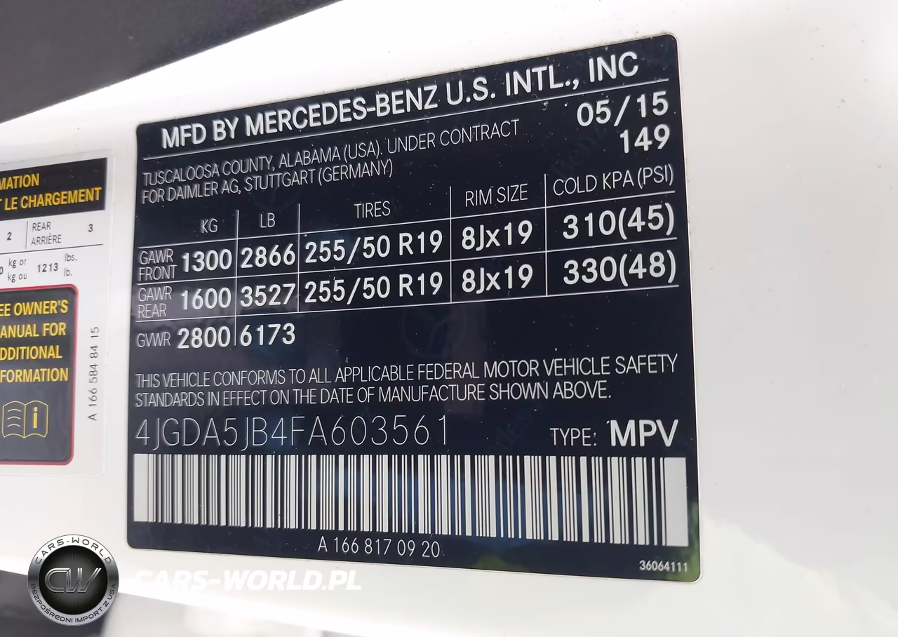 2015 Mercedes-Benz Ml 350 VIN:4JGDA5JB4FA603561 - 9