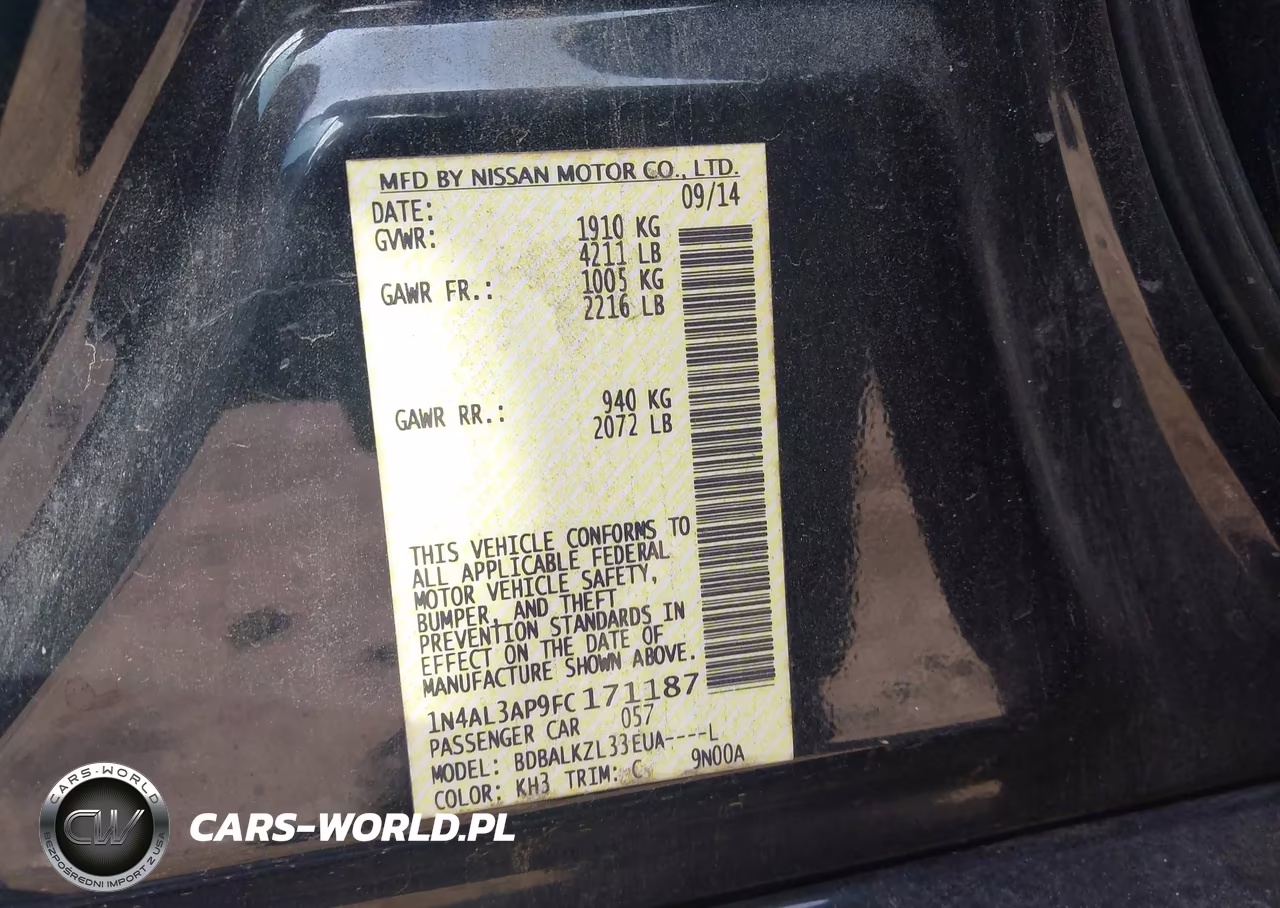 2015 Nissan Altima 2.5 Sv VIN:1N4AL3AP9FC171187 - 9