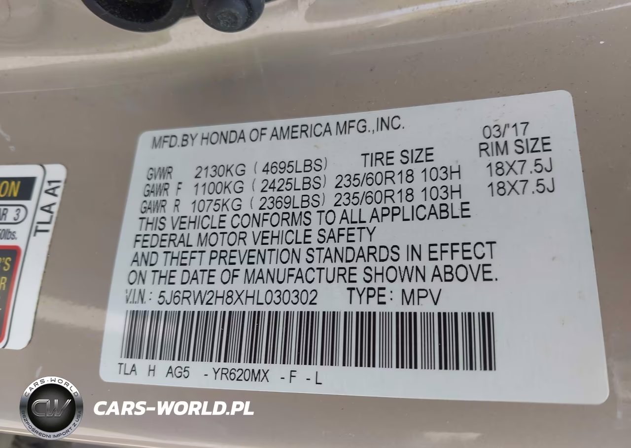 2017 Honda Cr-V Ex-L-Ex-L Navi VIN:5J6RW2H8XHL030302 - 8