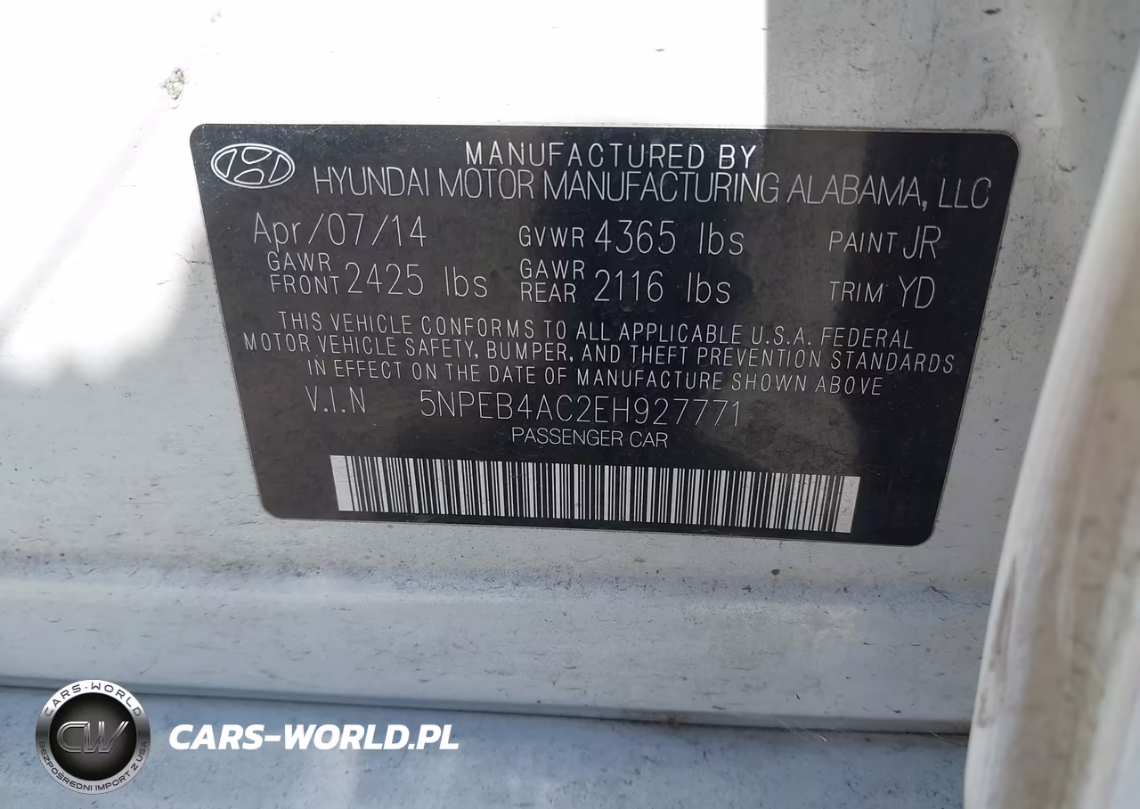 2014 Hyundai Sonata Gls VIN:5NPEB4AC2EH927771 - 9