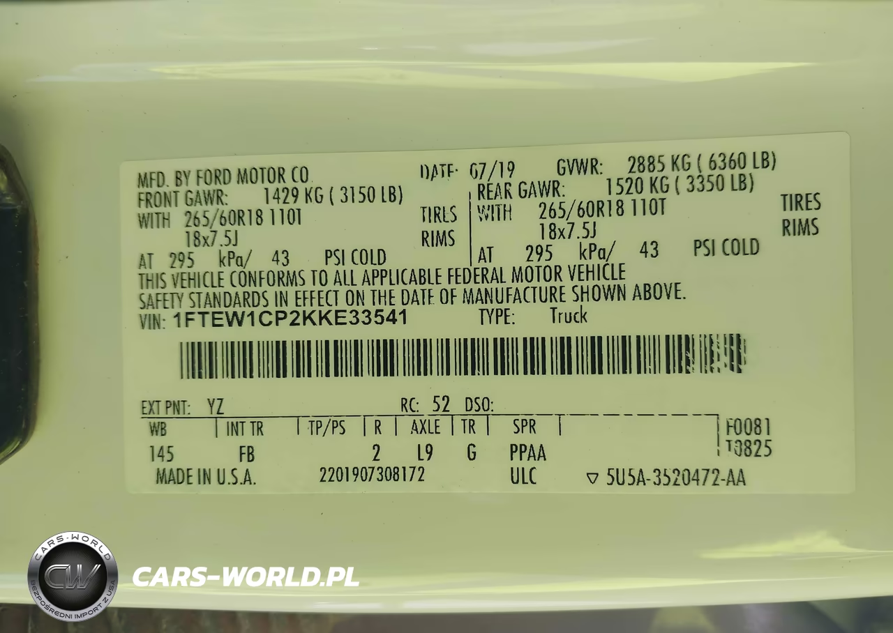 2019 Ford F-150 Xlt VIN:1FTEW1CP2KKE33541 - 9