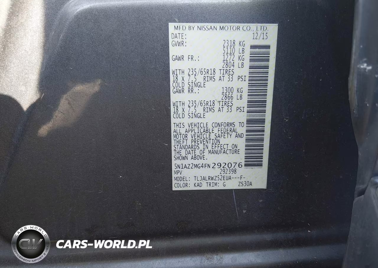2015 Nissan Murano Sl VIN:5N1AZ2MG4FN292076 - 9
