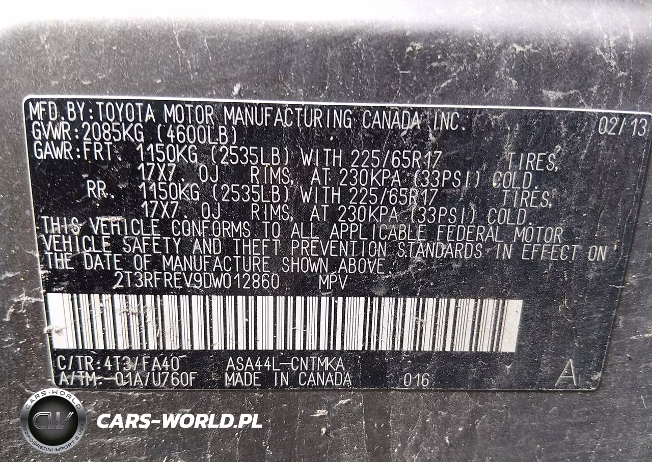 2013 Toyota Rav4 Xle VIN:2T3RFREV9DW012860 - 9