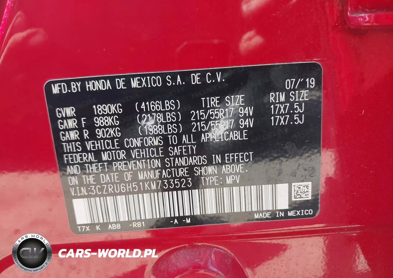 2019 Honda Hr-V Ex VIN:3CZRU6H51KM733523 - 9