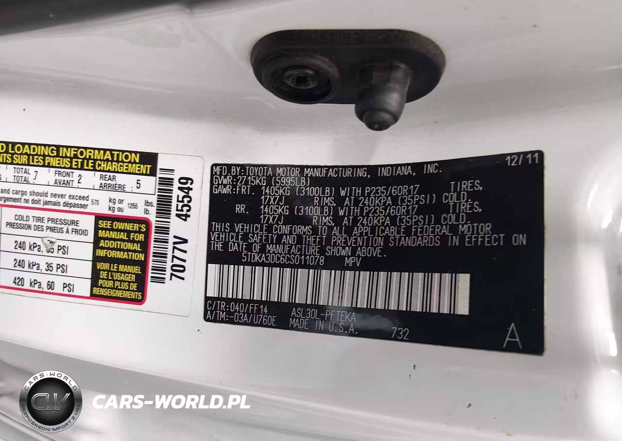 2012 Toyota Sienna Base 7 Passenger VIN:5TDKA3DC6CS011078 - 9