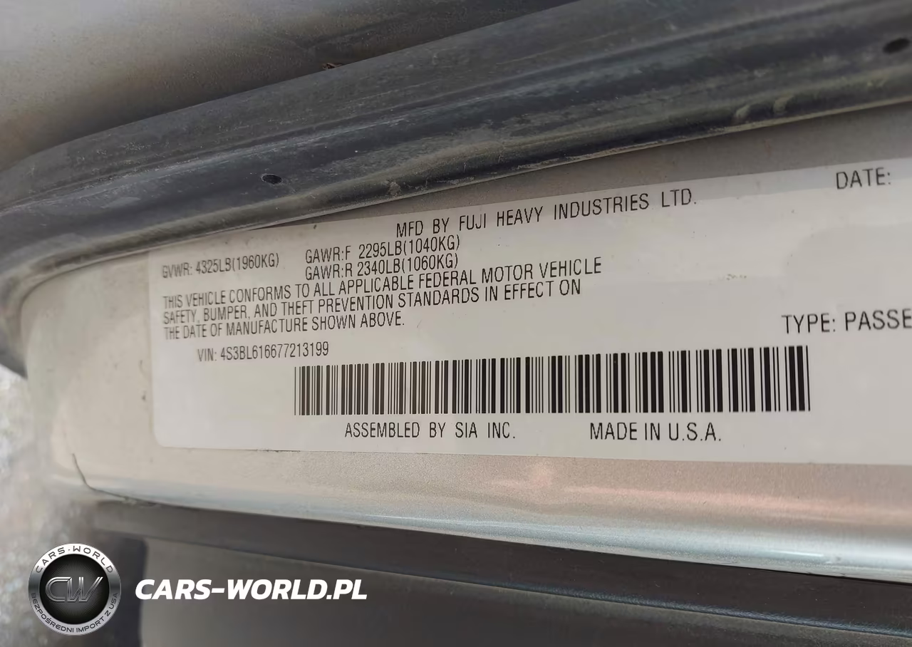 2007 Subaru Legacy 2.5I VIN:4S3BL616677213199 - 9