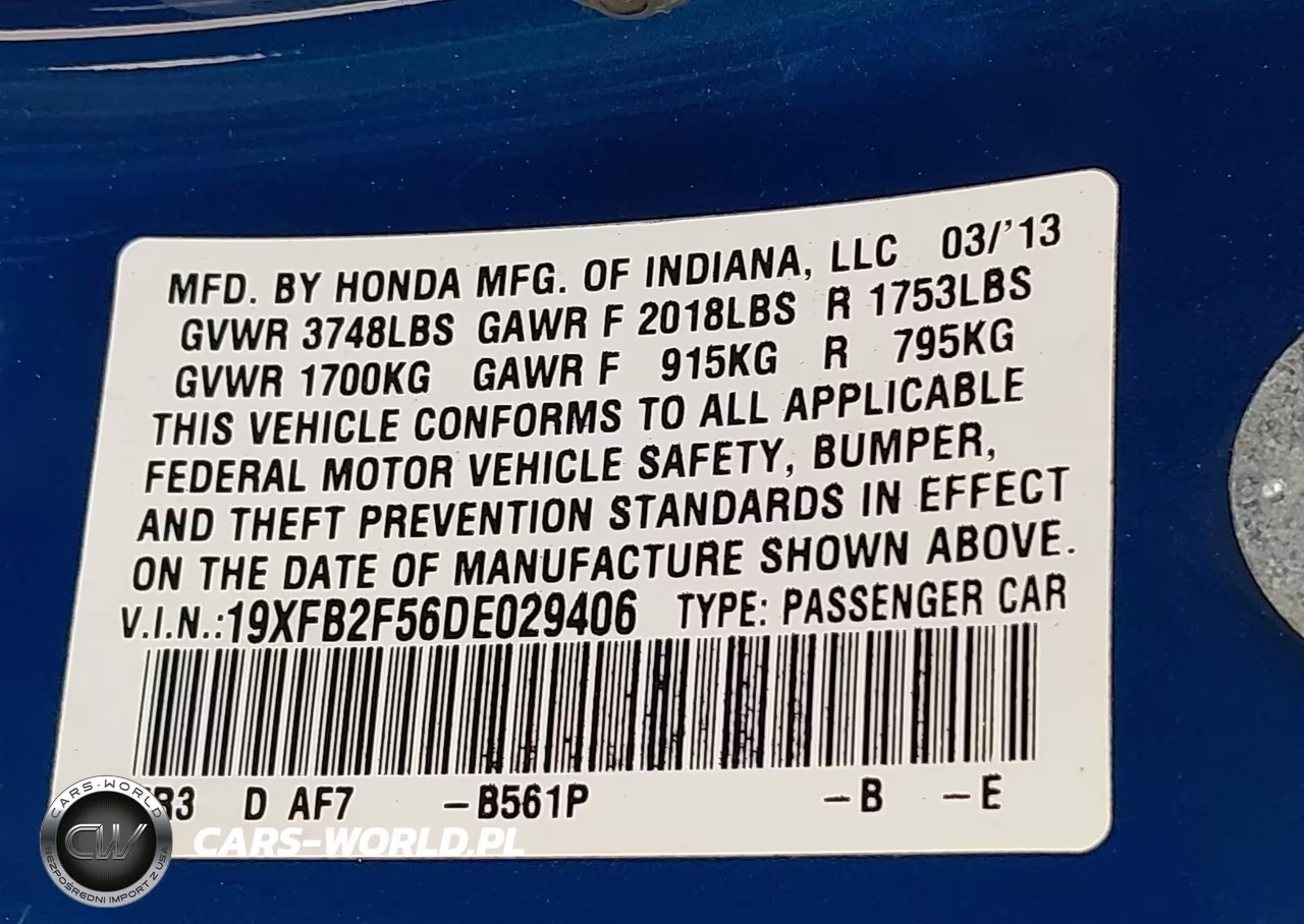 2013 Honda Civic Lx VIN:19XFB2F56DE029406 - 9