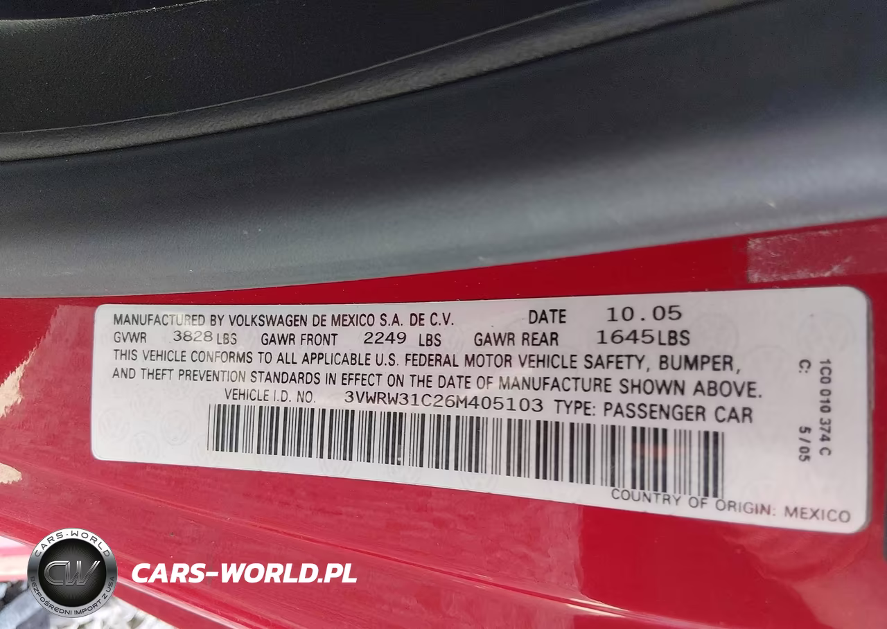 2006 Volkswagen New Beetle 2.5 VIN:3VWRW31C26M405103 - 9