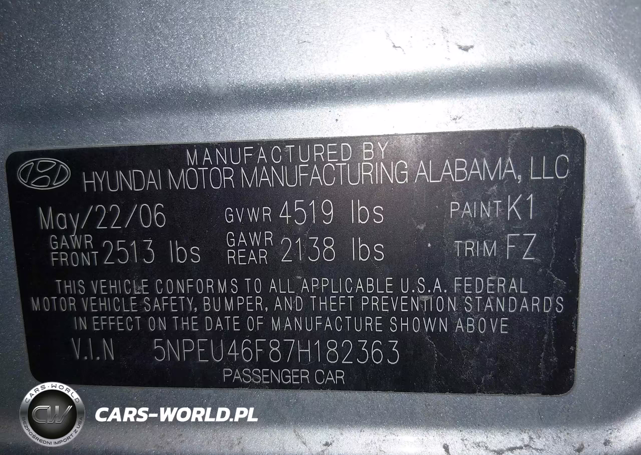2007 Hyundai Sonata Limited-Limited W-Xm-Se-Se W-Xm VIN:5NPEU46F87H182363 - 9