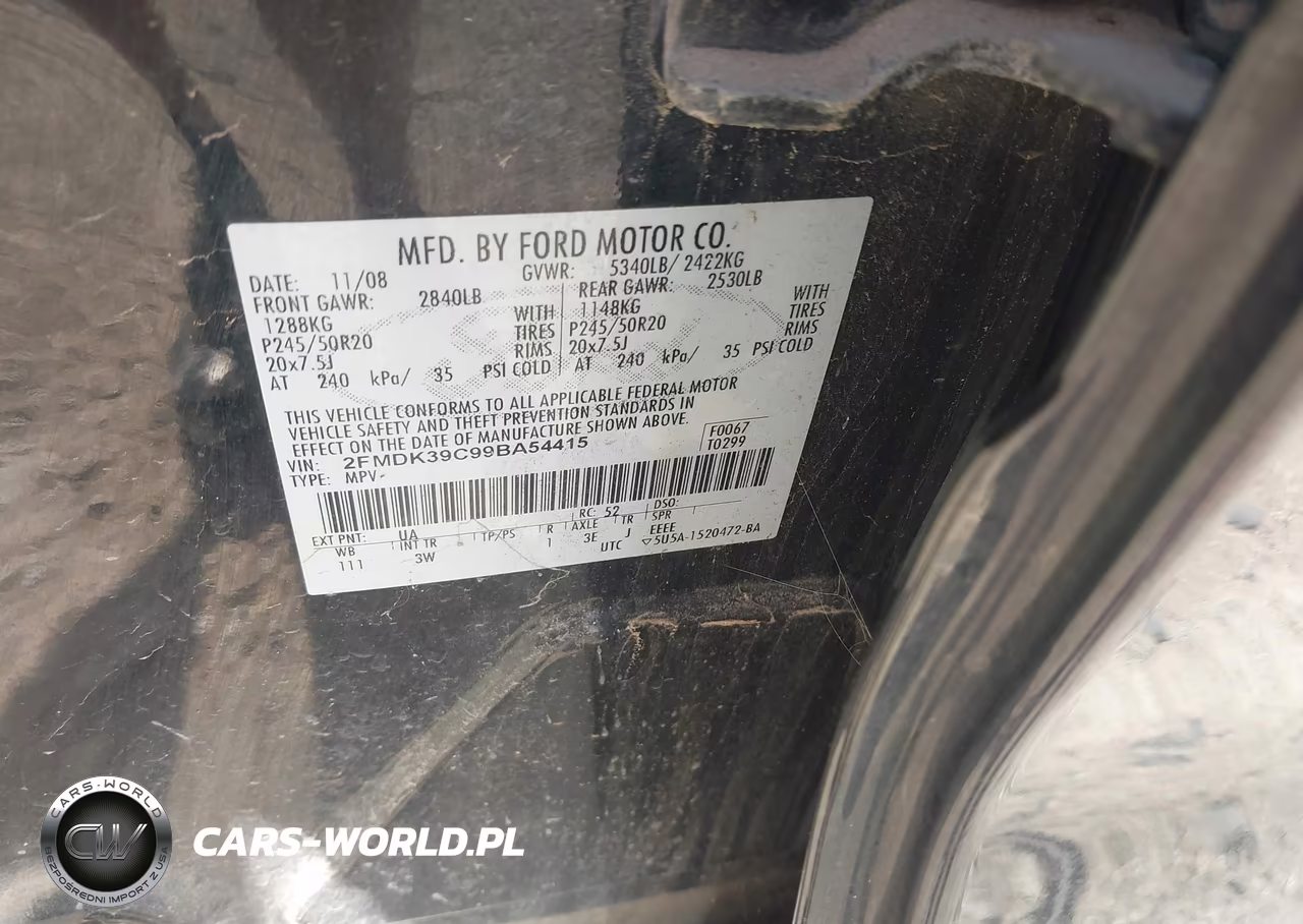 2009 Ford Edge Limited VIN:2FMDK39C99BA54415 - 9