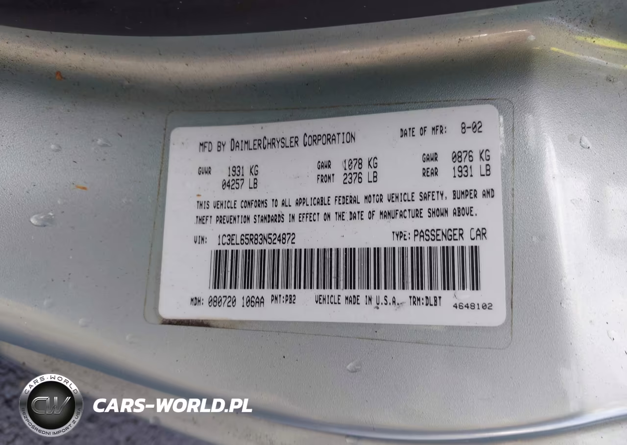 2003 Chrysler Sebring Limited VIN:1C3EL65R83N524872 - 9