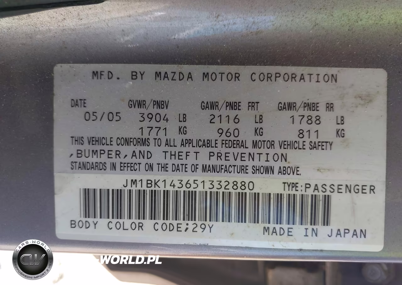 2005 Mazda Mazda3 S VIN:JM1BK143651332880 - 9