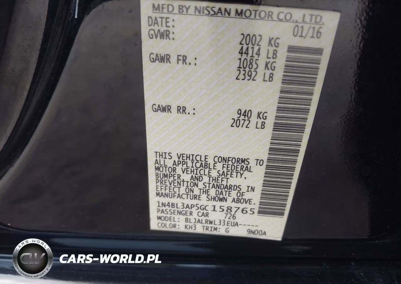 2016 Nissan Altima 3.5 Sl-3.5 Sr VIN:1N4BL3AP5GC158765 - 9