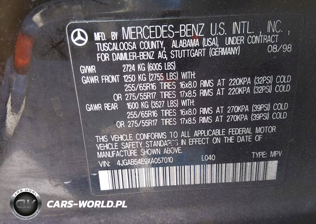 1999 Mercedes-Benz Ml 320 VIN:4JGAB54E9XA057010 - 7