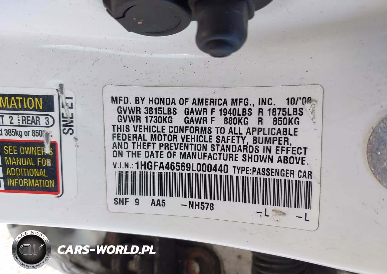 2009 Honda Civic Gx VIN:1HGFA46569L000440 - 9