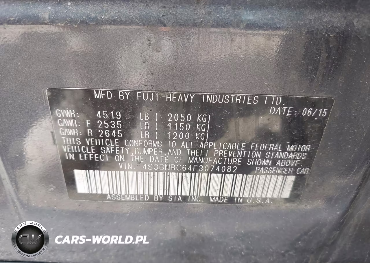 2015 Subaru Legacy 2.5I Premium VIN:4S3BNBC64F3074082 - 9