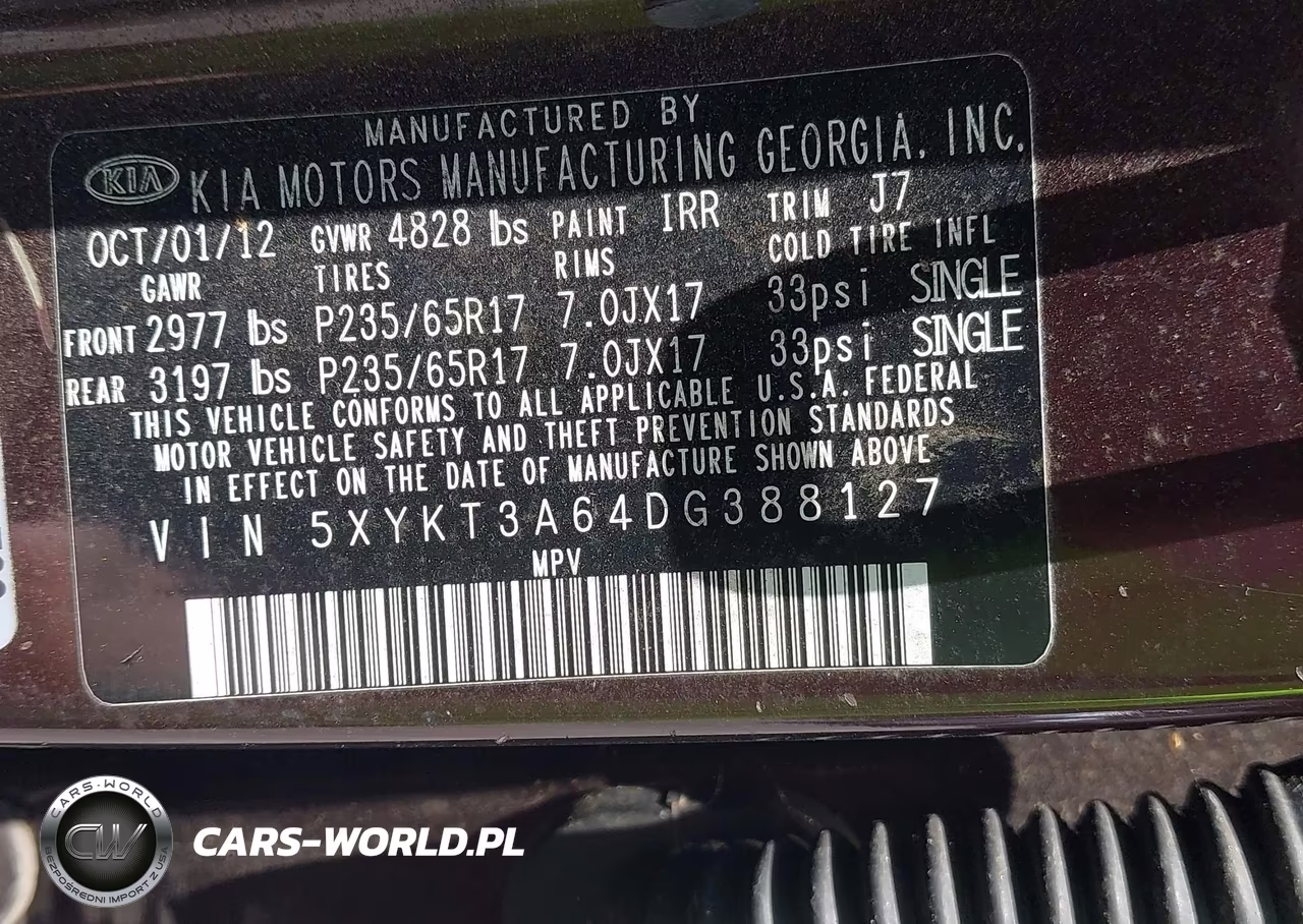 2013 Kia Sorento Lx VIN:5XYKT3A64DG388127 - 9