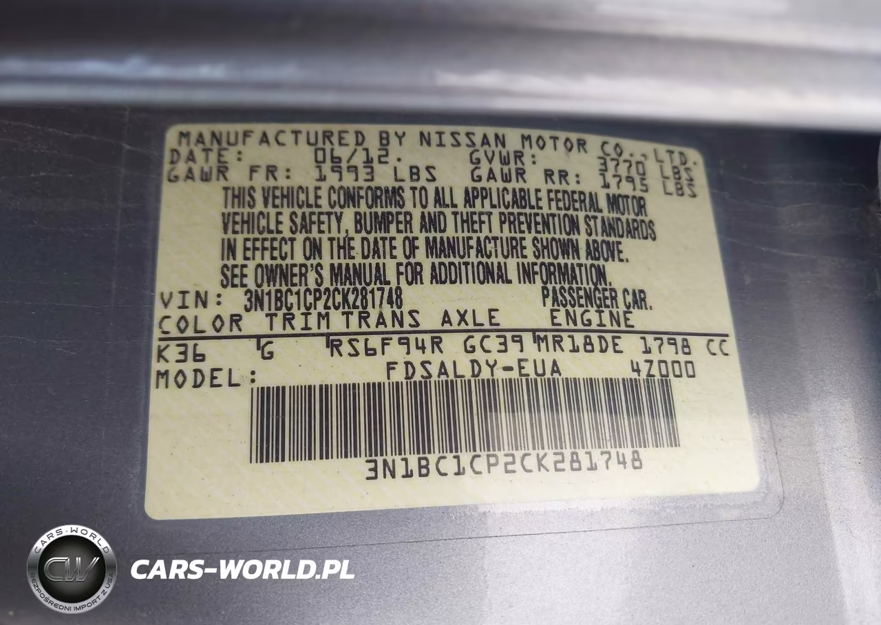 2012 Nissan Versa 1.8 S VIN:3N1BC1CP2CK281748 - 9