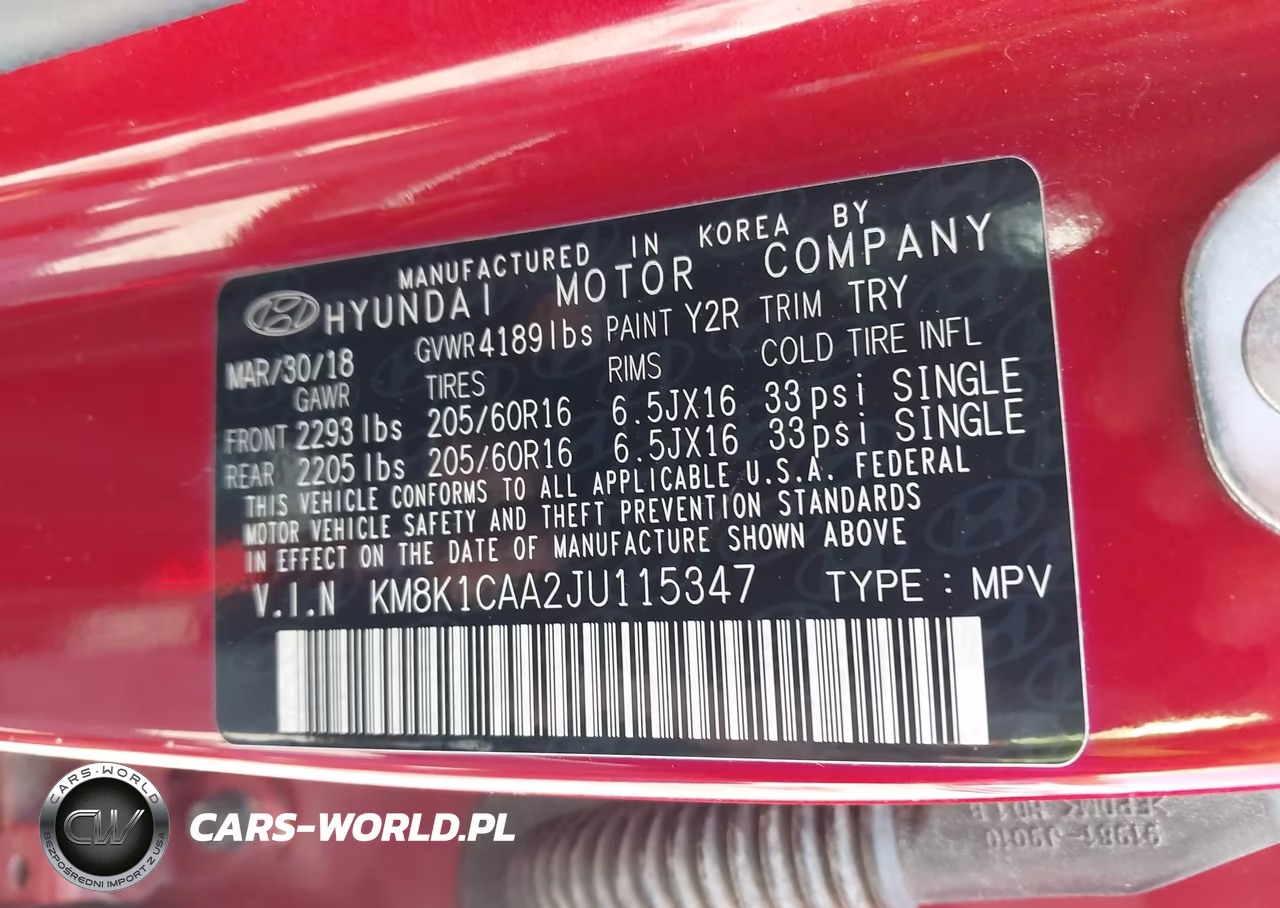 2018 Hyundai Kona Se VIN:KM8K1CAA2JU115347 - 9