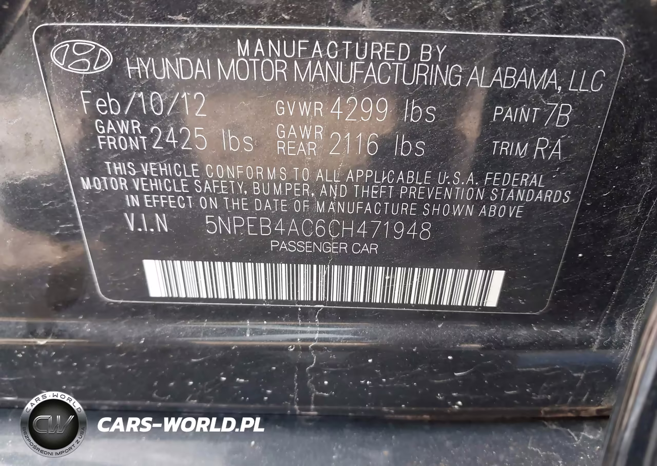 2012 Hyundai Sonata Gls VIN:5NPEB4AC6CH471948 - 9