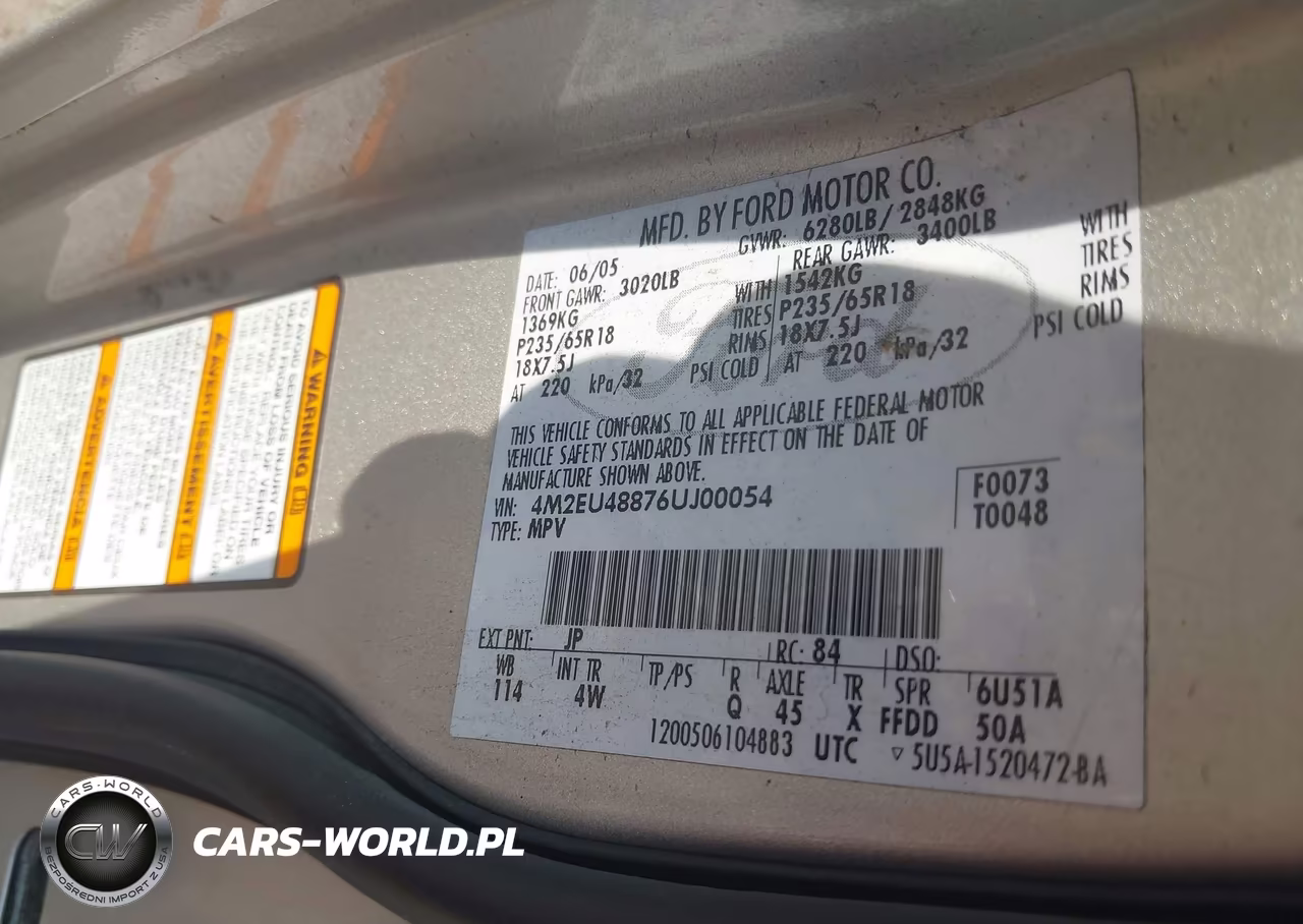2006 Mercury Mountaineer Premier VIN:4M2EU48876UJ00054 - 9