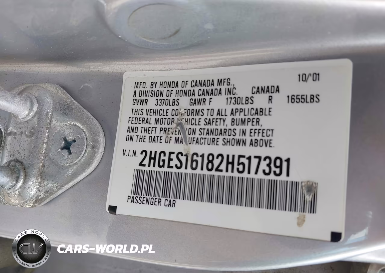 2002 Honda Civic Dx VIN:2HGES16182H517391 - 9
